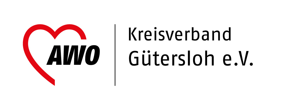 Logo AWO - Arbeiterwohlfahrt Kreisverband Gütersloh e.V. - rotes Herzsymbol mit Schrift A W O 